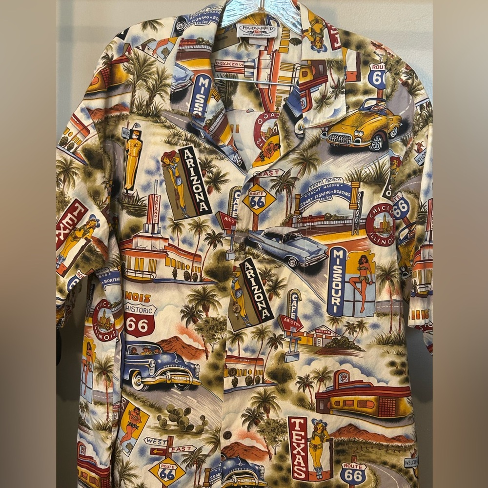 Men’s  XL Route 66 Full Button Aloha Shirt